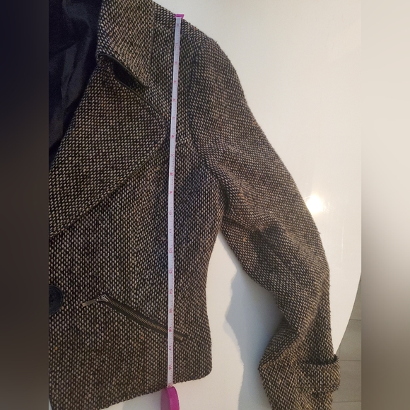 Cabi Size 6 Tweed Cropped One Button Moto Jacket - Picture 6 of 8